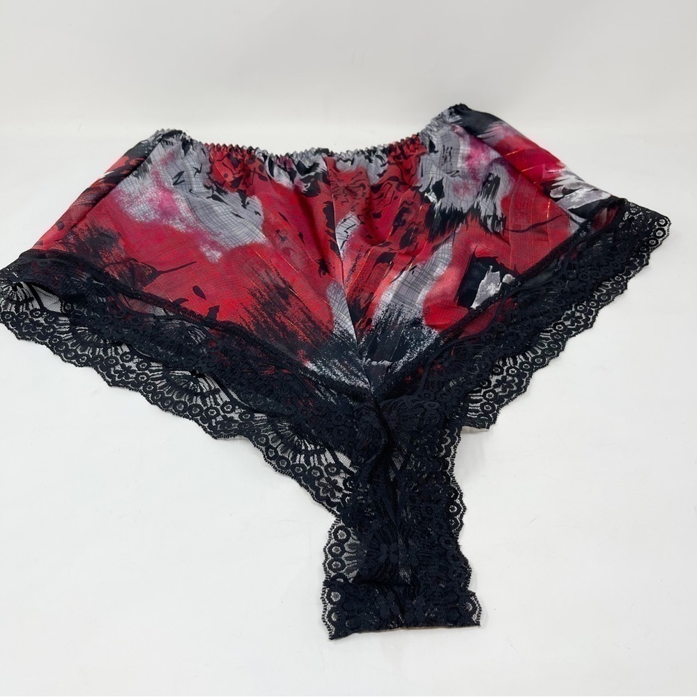 Vintage MAIDENFORM Women’s Abstract Print Black Red Metallic Panties Disco Sz 6